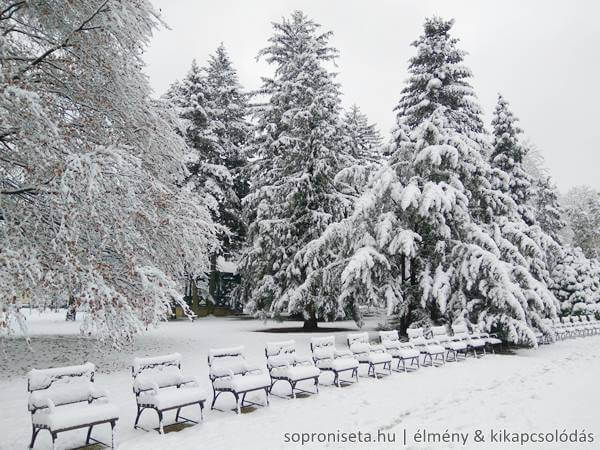 Soproni Erzsébet-kert télen, havasan.